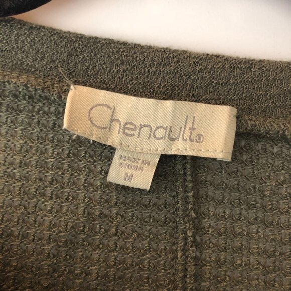 Chenault Olive Green Waffle Knit Long Sleeve Dolman Sweater Size M - Picture 4 of 5